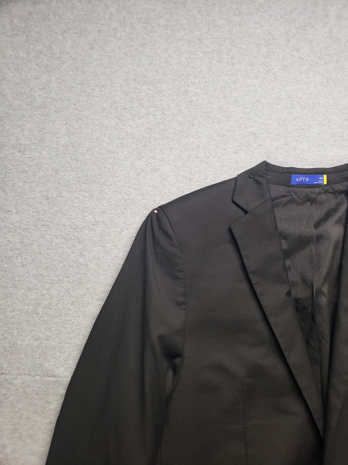APT 9 Men Blazer Jacket 40L Black Single Breasted Notch Lapel Formal Business