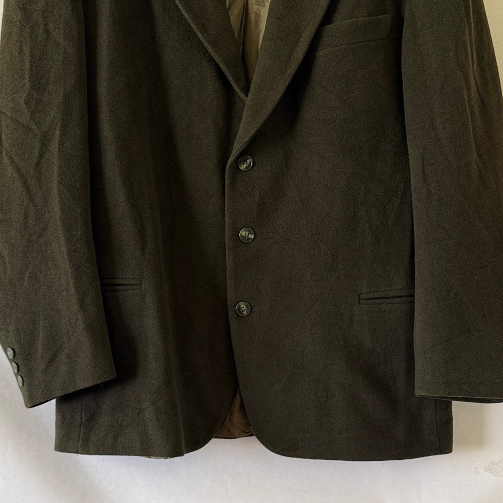 Domani Uomo Wool Cashmere Blazer Size XL Sport Coat Olive Green Italy Academia