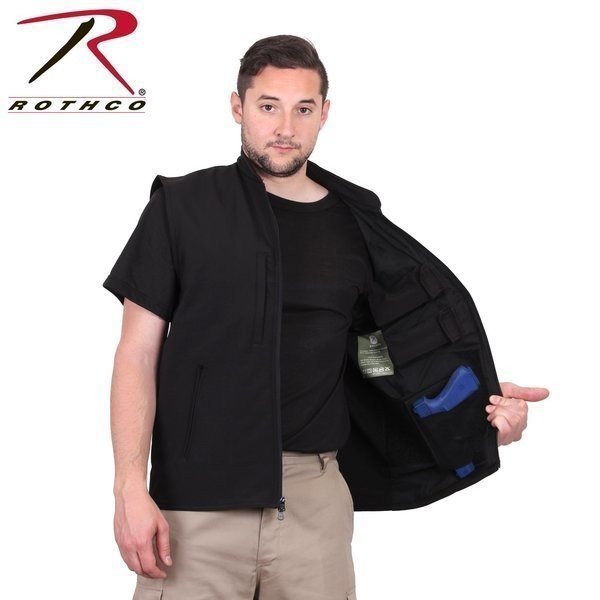 Men’s Black Concealed Carry Waterproof Soft Shell Vest Fast Shipping!