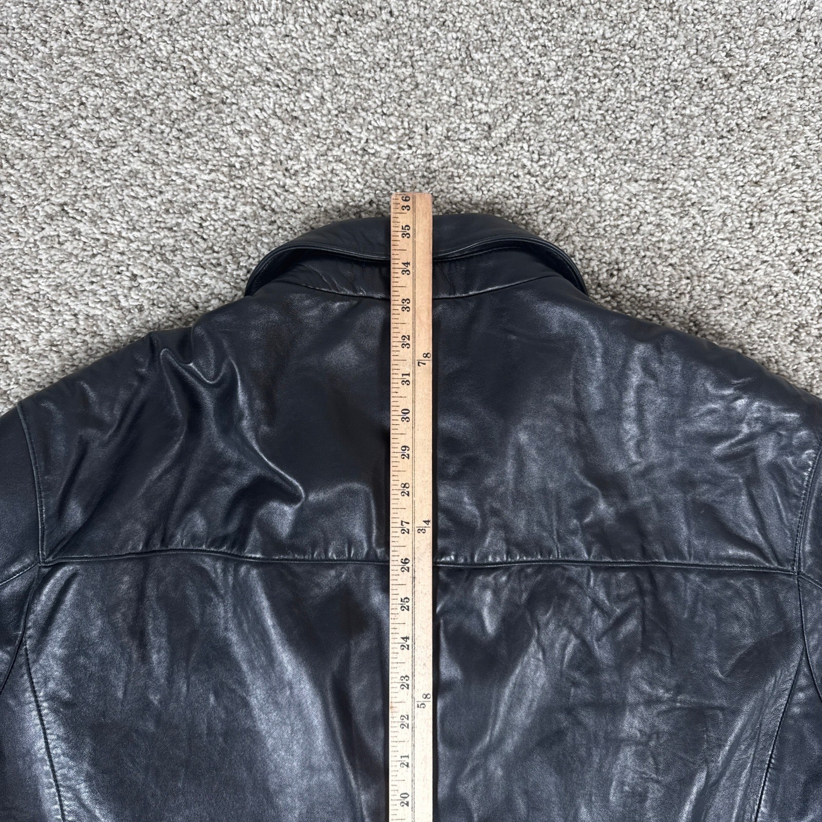 Linea Uomo Leather Jacket Mens 4XL Black Lambskin Full Zip Classic Minimalist