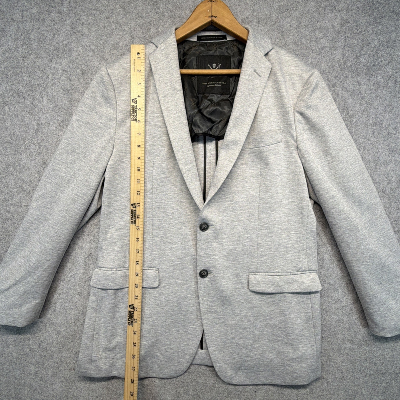John Varvatos Varick Two Button Casual Blazer Jacket Knit Blend Gray 40R