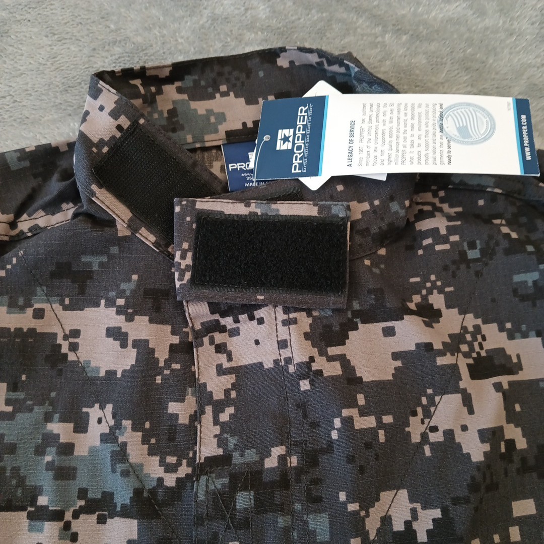 Propper Jacket Mens Large Gray Camouflage Rip Stop BDU Full Zip Pockets New