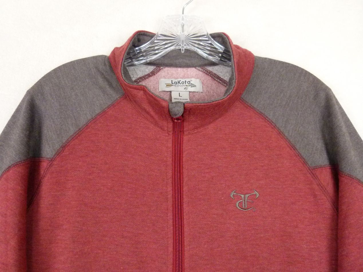 LaKota Men’s Large Red Solid Windbreaker Polyester Jacket Full Zip