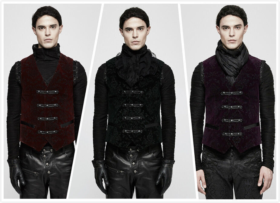 PUNK RAVE Men Waistcoat Velvet Gothic Steampunk vest Top Victoria Aristocrat