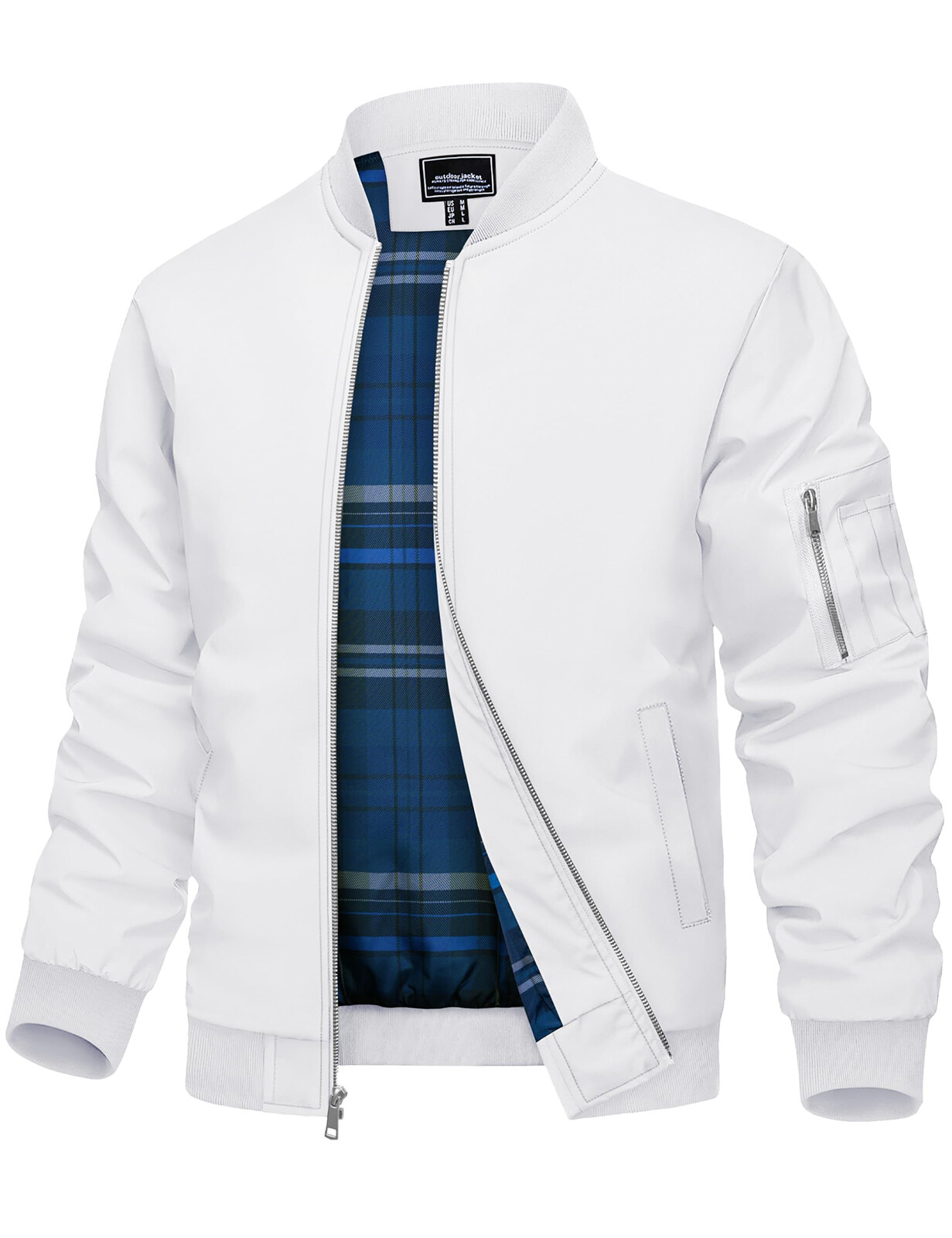 Men’s Bomber Jacket Lightweight Windbreaker Plaid Lined Casual Spring Fall Coats