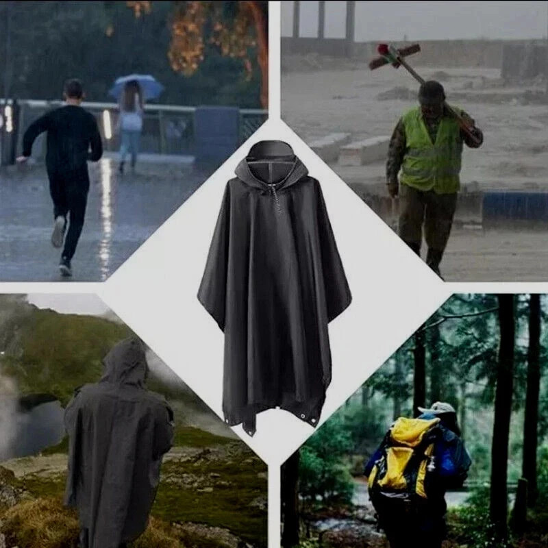 3 In 1 Outdoor Military Raincoat Hooded Sleeve Waterproof Rain Poncho Motorcycle