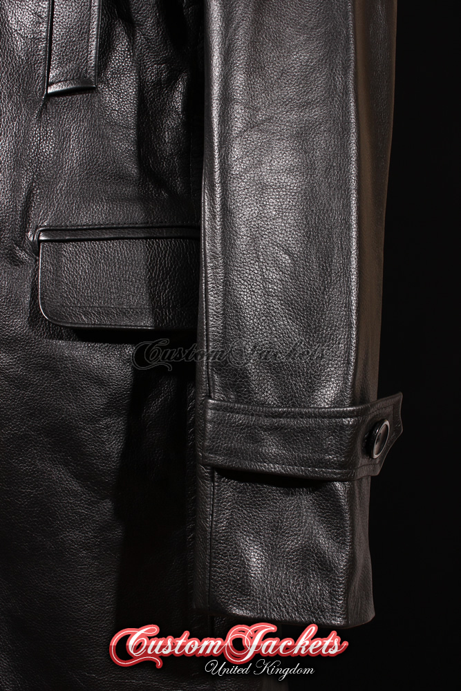 Men’s LONG U-BOAT Black German KRIEGSMARINE Cowhide Leather Jacket Coat