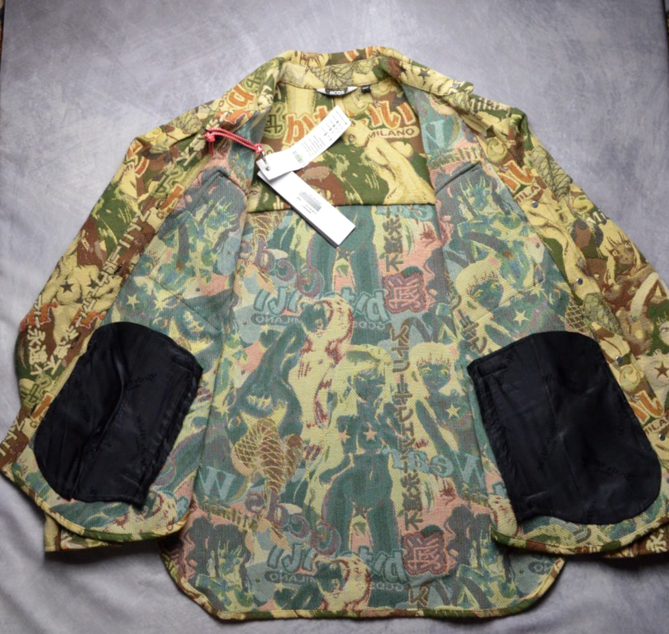 $800 GCDS Milano «Camouflage Hentai» Shirt Jacket Size S Anime Jacquard Tapestry