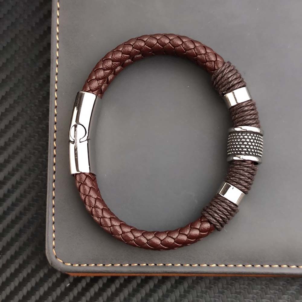 Premium Braided Leather Bracelet for Men Stainless Steel Clasp Fashion Jewelry