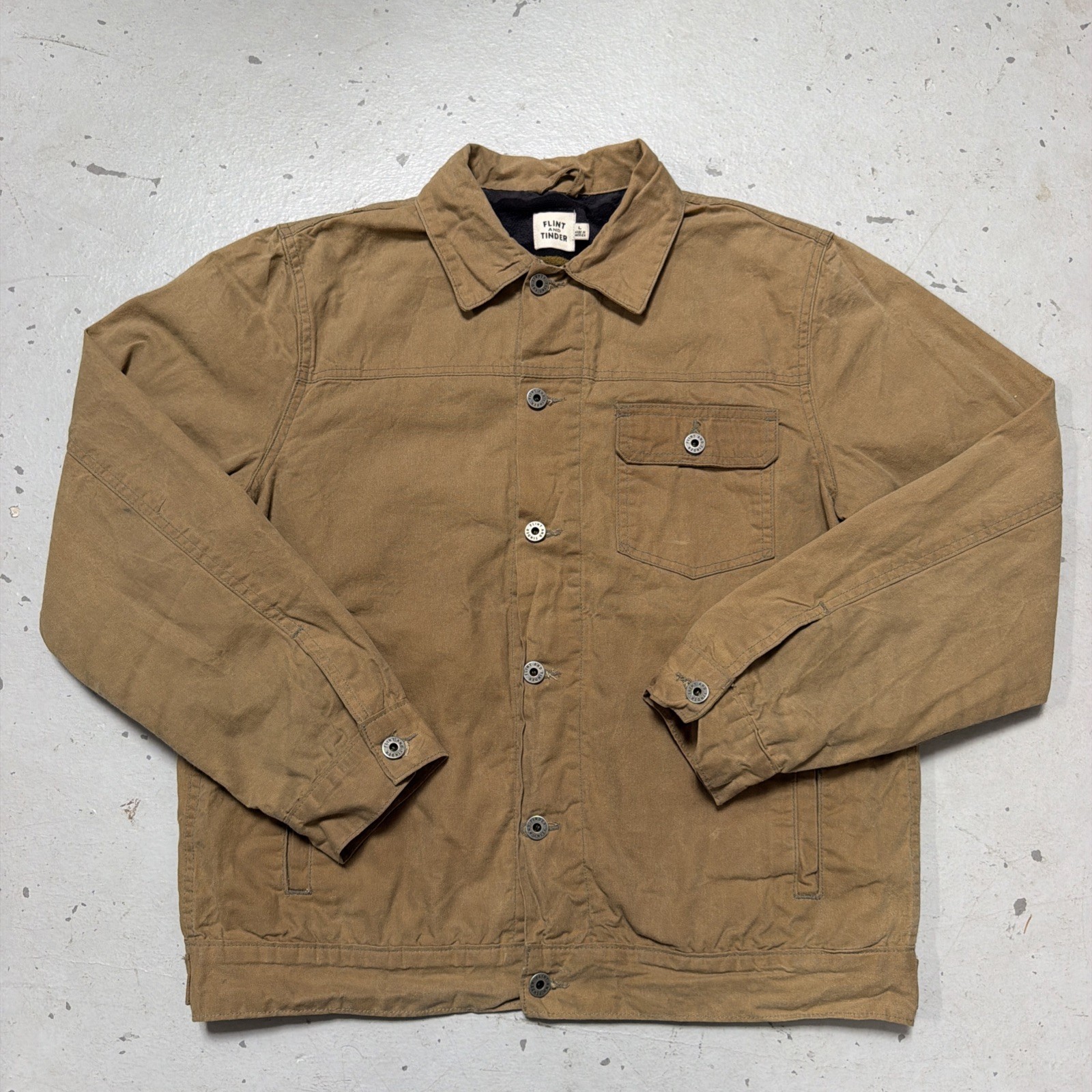 Flint & Tinder Waxed Trucker Work Jacket Lined Made In USA L $328