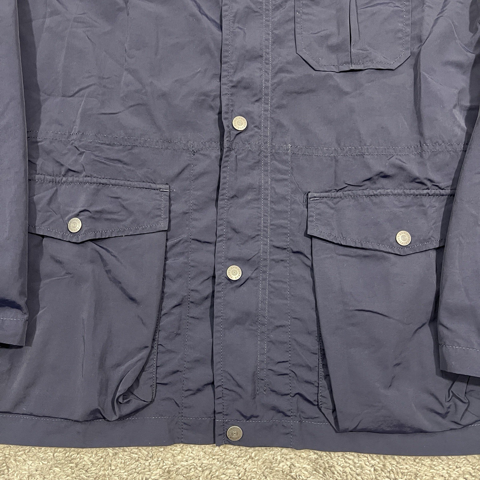 Huckberry Flint and Tinder Navy Blue Ridge Shell Jacket Hood Men’s Size Large