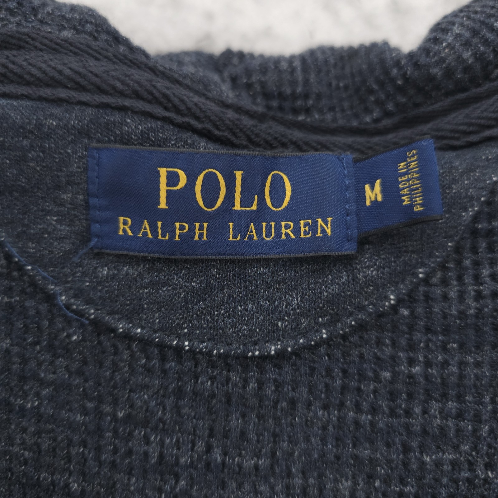 POLO RALPH LAUREN Hooded Vest Waffle Lined Sweat Knit Blue Gray Heather MEDIUM