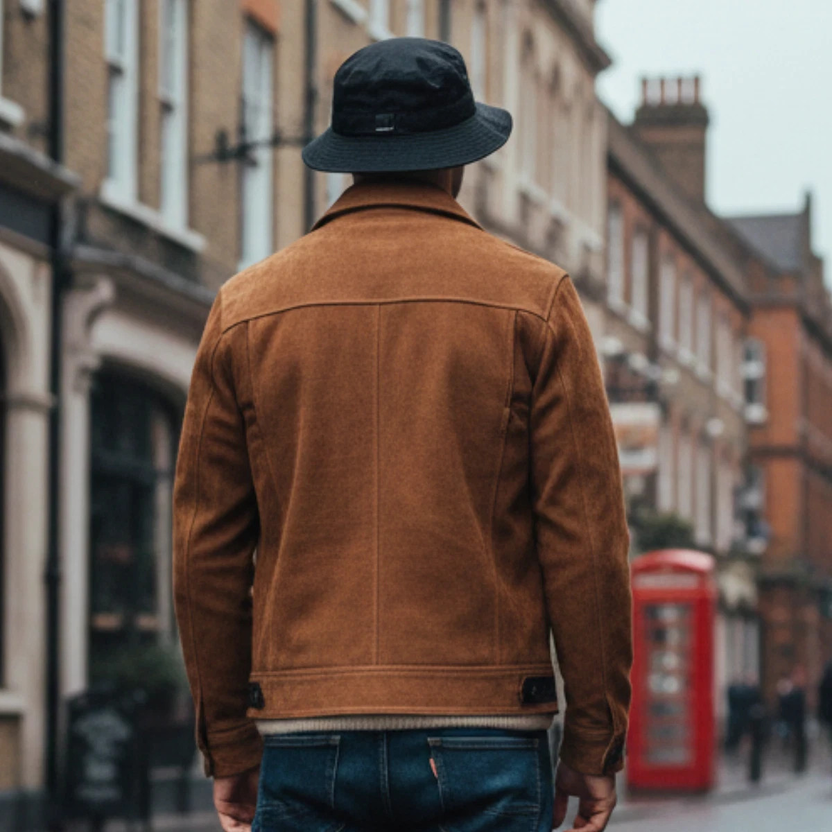 Men Brown Pure Suede Leather Western Style Trucker Jacket Size S M L XL 2XL 3XL