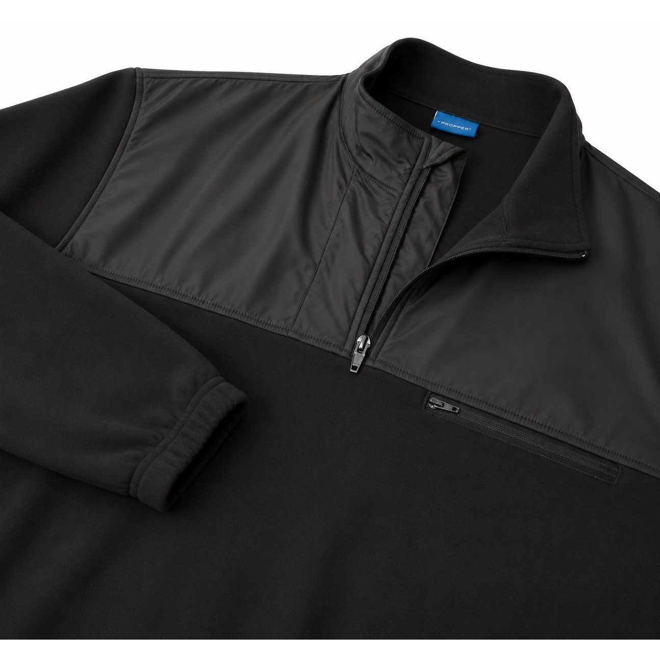 Propper Tactical Quarter Zip Pullover Mens XL Black Fleece Nylon Overlay Jacket