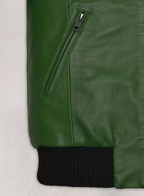 Men’s Green Bomber Leather Jacket Lambskin Size S M L XL 2XL 3XL Custom Made NEW