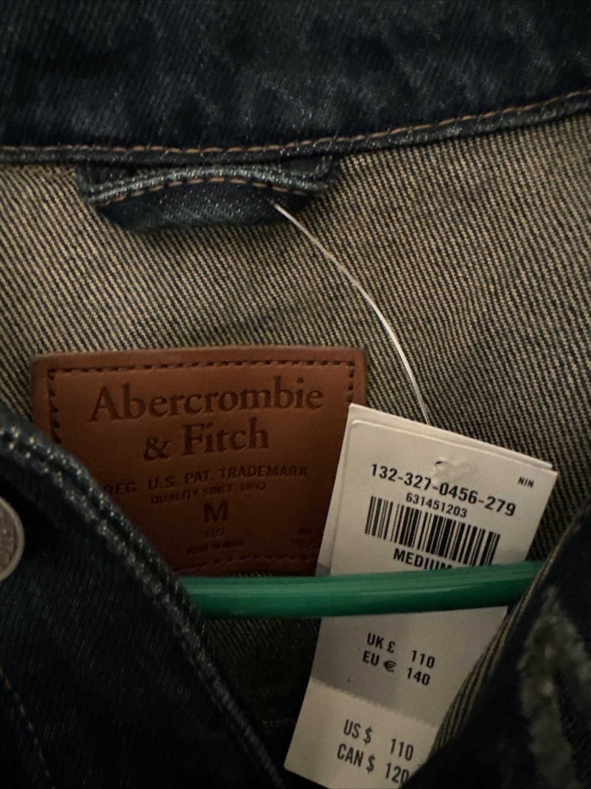 Abercrombie & Fitch Mens Medium Blue Washed Trucker Jean Jacket Size M