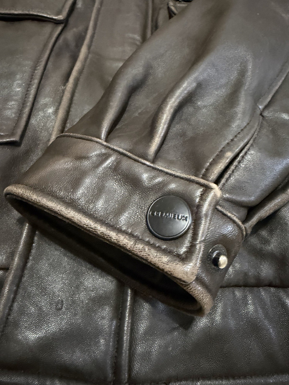 Cremieux Brown Lambskin Smooth Soft Leather Bomber Jacket Full Zip Men’s XL
