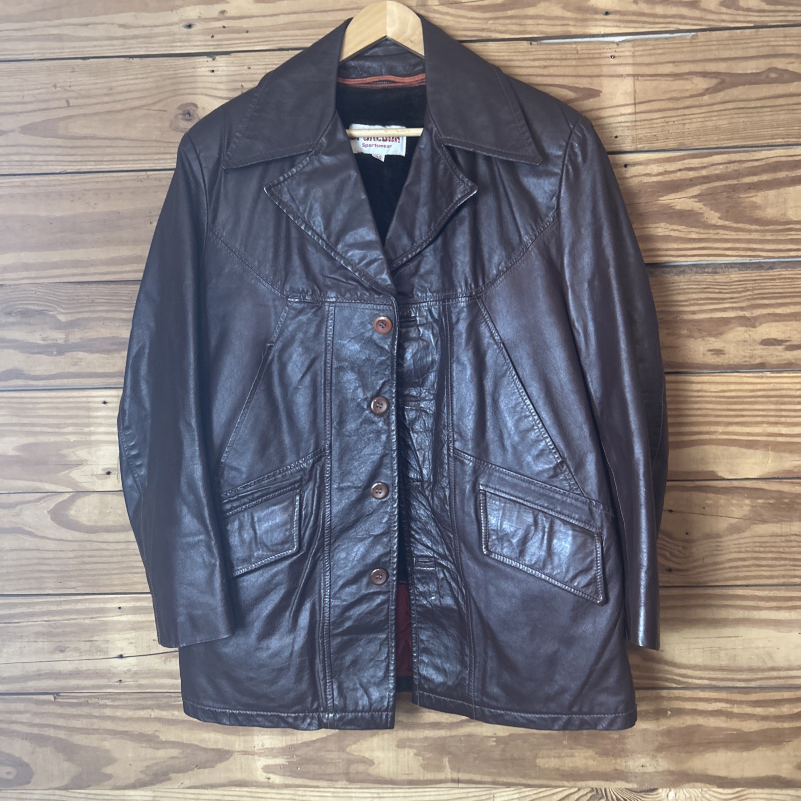 McGregor sportswear leather jacket with zip out liner men’s brown four button 40