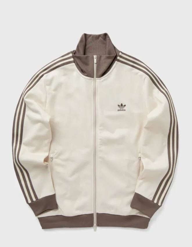 NEW MENS ADIDAS ORIGINALS BECKENBAUER TRACK JACKET ~ SMALL #JP2522 WHITE BROWN