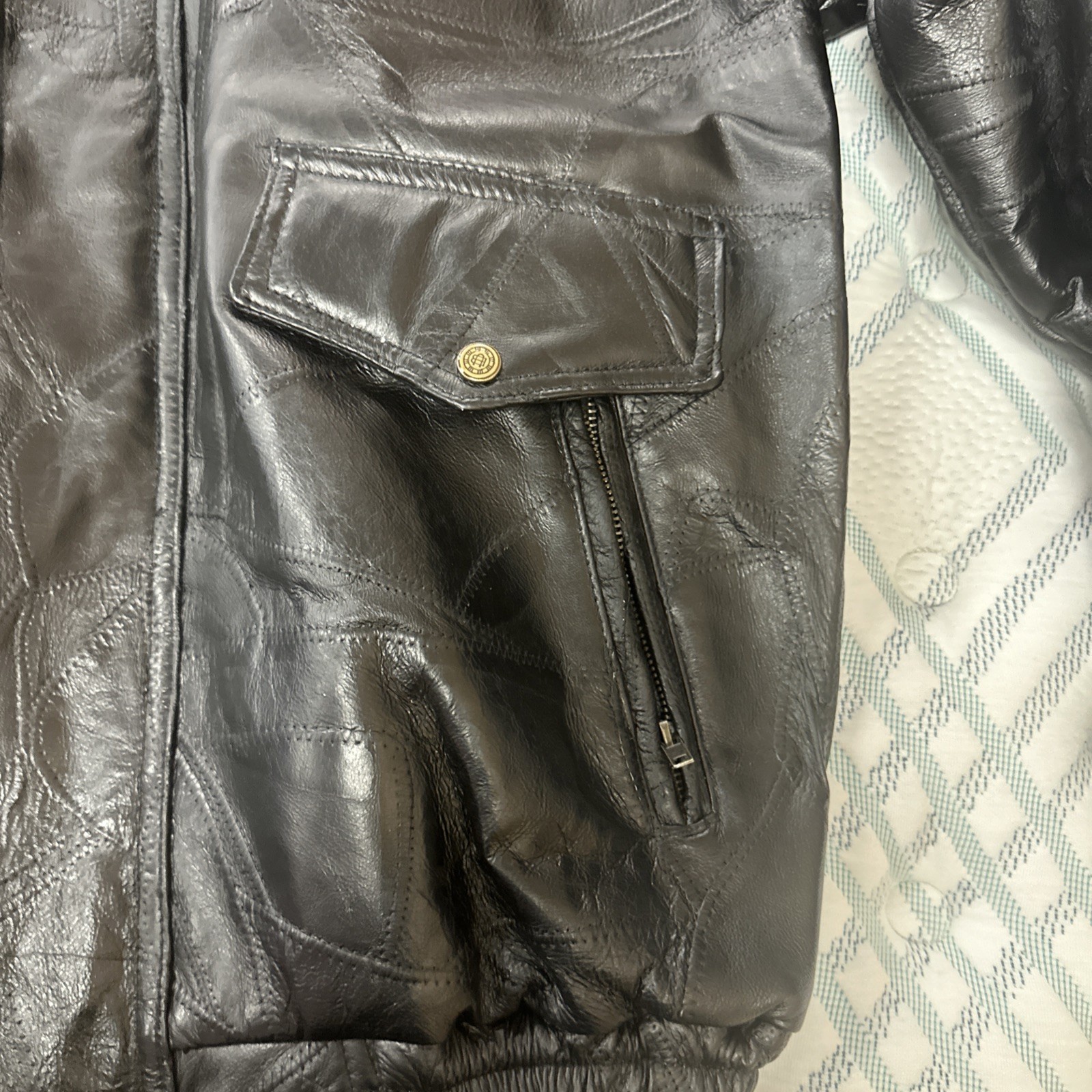 United States Navy Military Leather Jacket Size Large