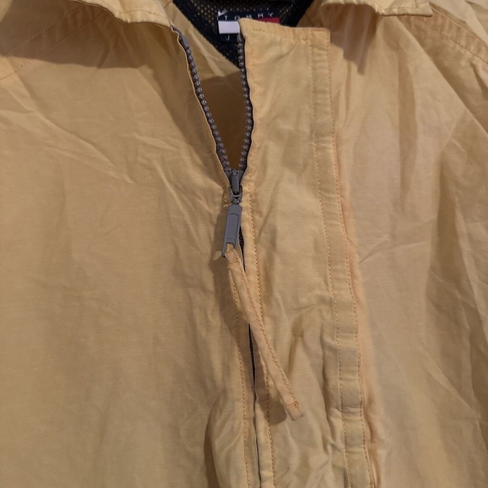 Vintage Tommy Jeans Mens XL Yellow Short Sleeve Quarter Zip Windbreaker 1999
