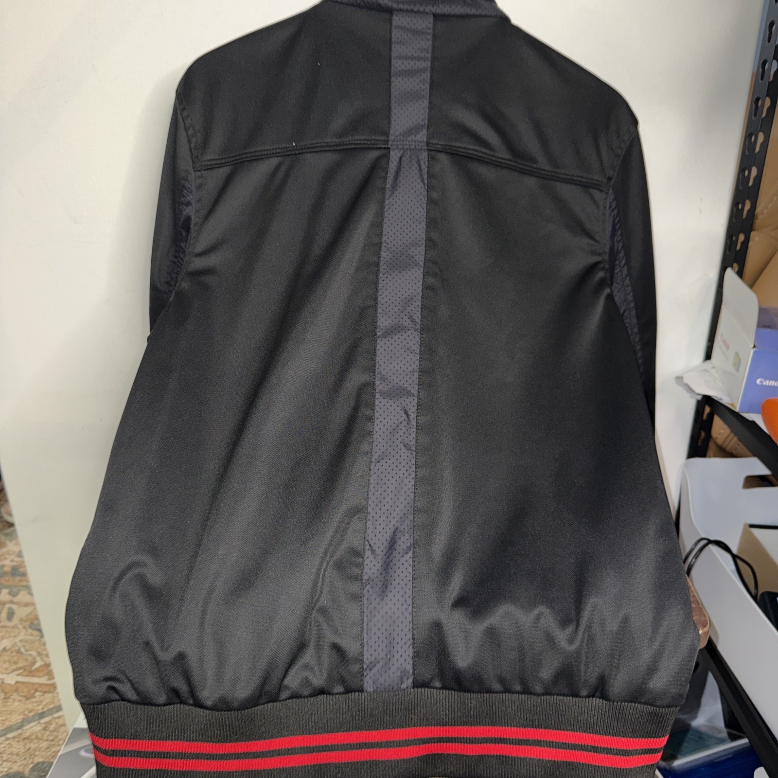 Civil Society Jacket L Black Bomber Varsity Track Knit Trim Mesh Accent Full zip