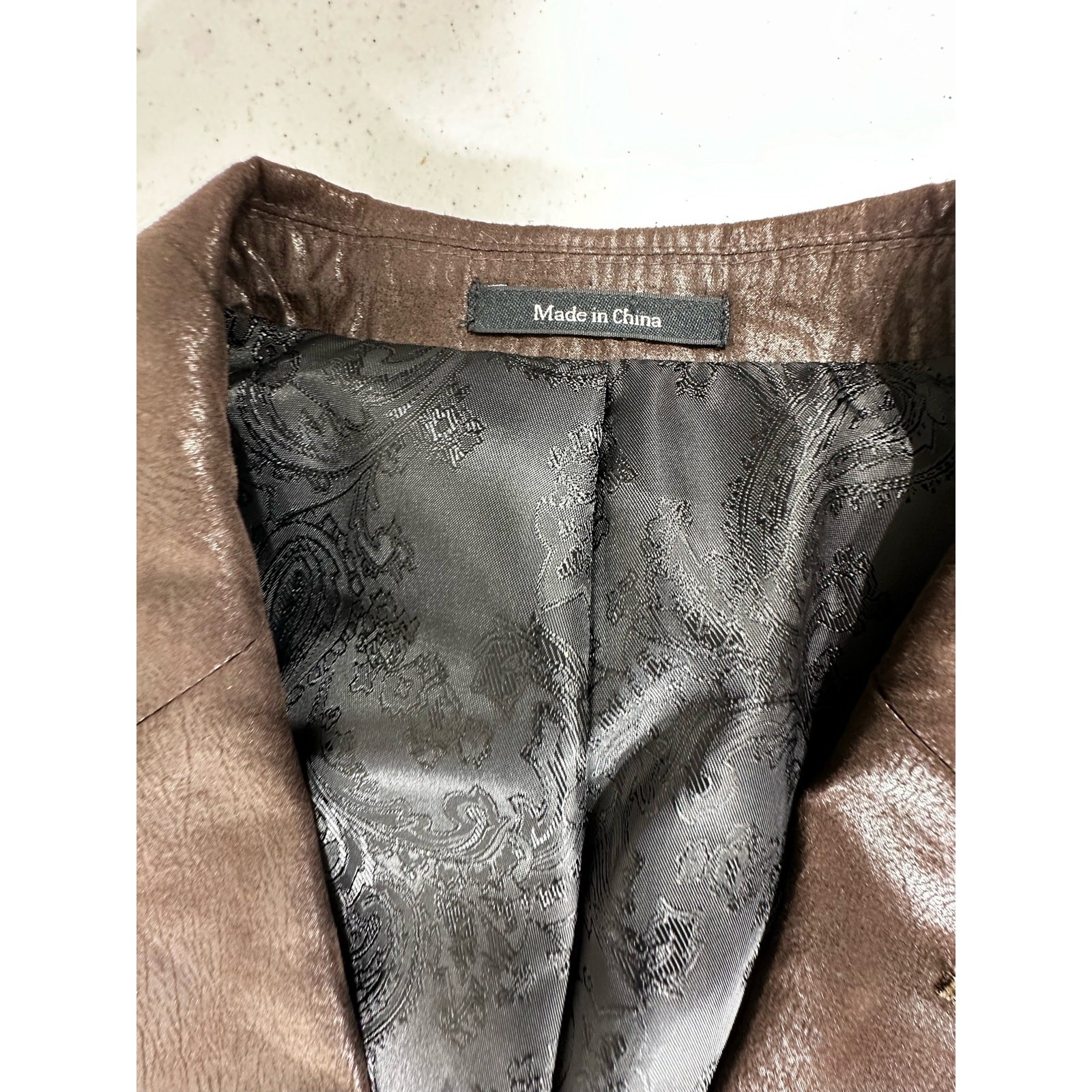 Pronto Uomo Faux Leather Blazer Sport Coat Approximately Size 40 (Medium) Brown
