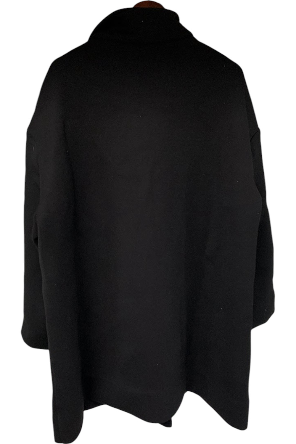WynneCollection Scuba Knit Lapel Collar Coat Black