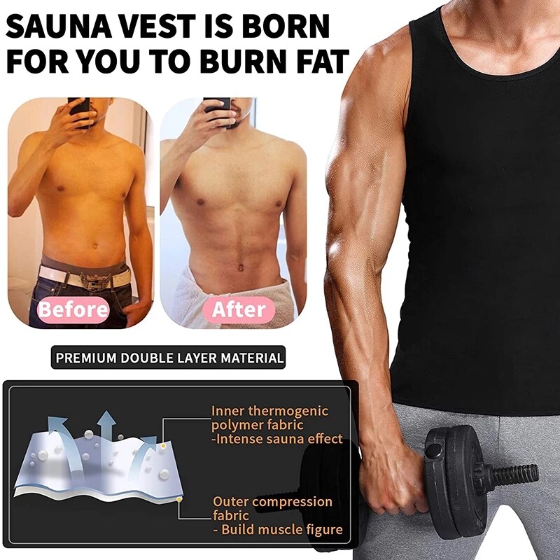 Gynecomastia Compress Tank Tops Men’s Slim Body Shaper Vest Athletic Sauna Suits