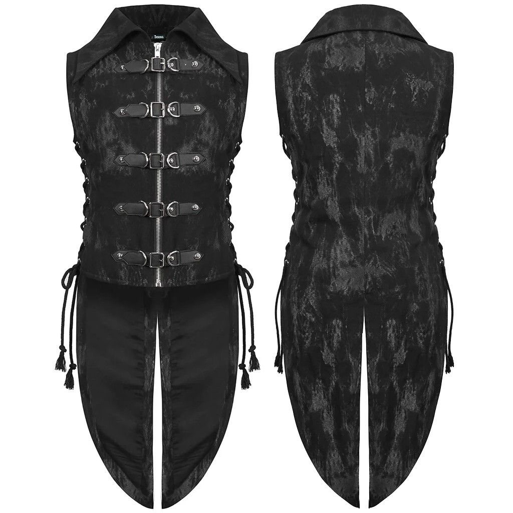Men’s Fashion Apocalyptic Punk Tailed Waistcoat Vest/Black Vest/Wedding Vest