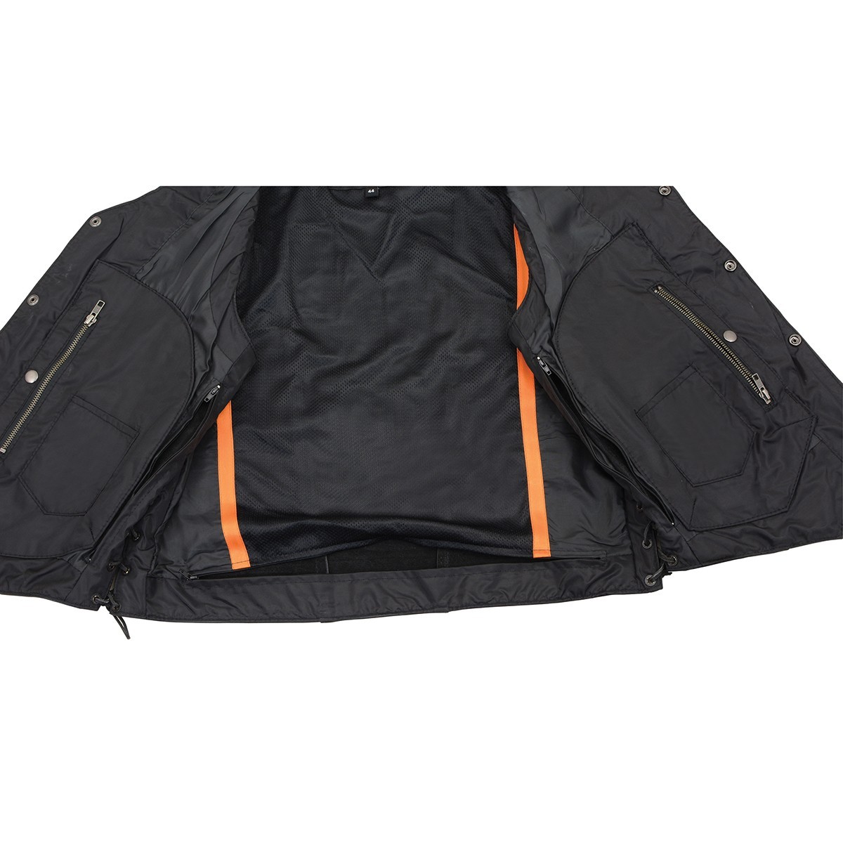 Mens Motorcycle 10 Pocket Utility Riding Soft Leather Blk Vest 2 Gun pockets New