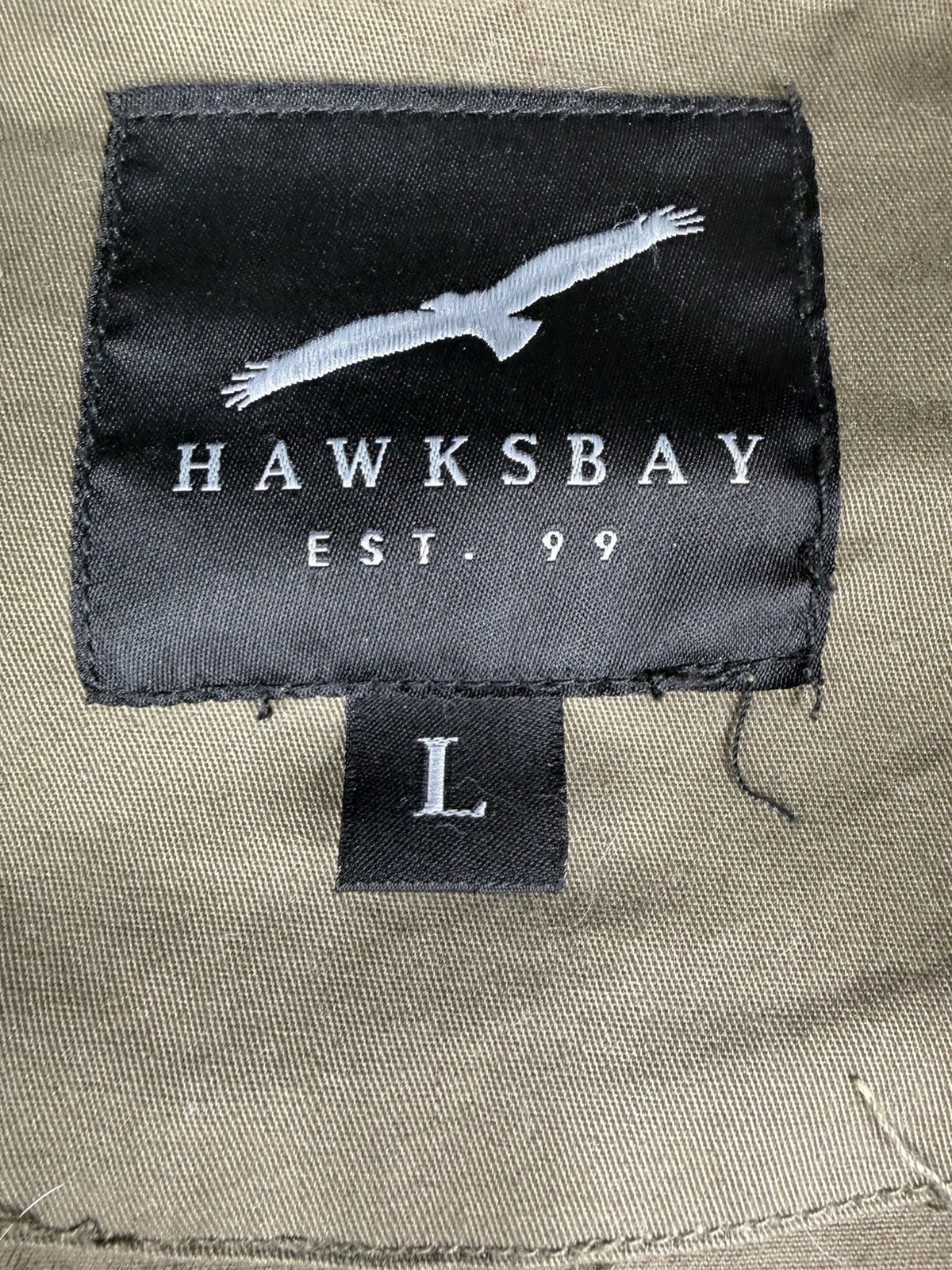 Hawksbay Men’s Olive Zip Button Jacket Pockets Mid-Length Casual Size L