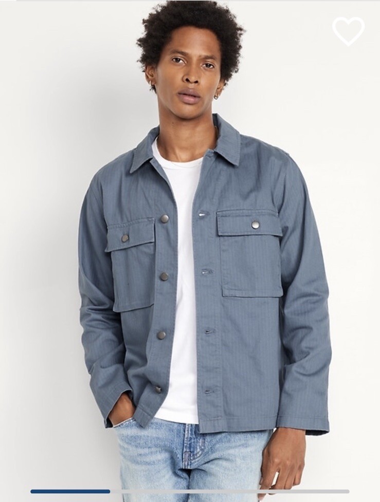 NWT Old Navy Men’s Size XXL Men’s Utility Shacket Light Blue Perfect For Spring