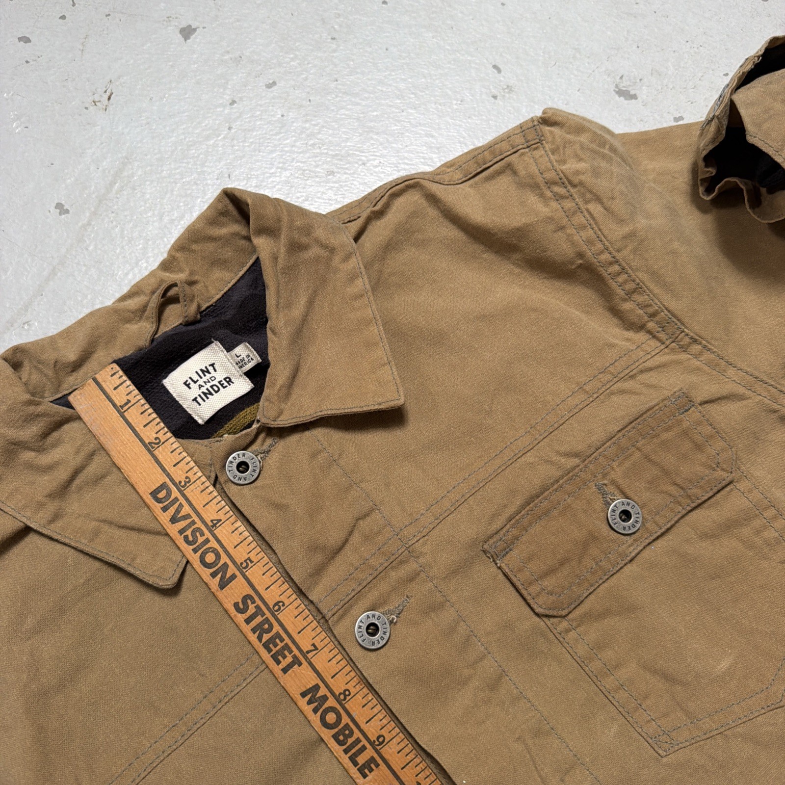 Flint & Tinder Waxed Trucker Work Jacket Lined Made In USA L $328
