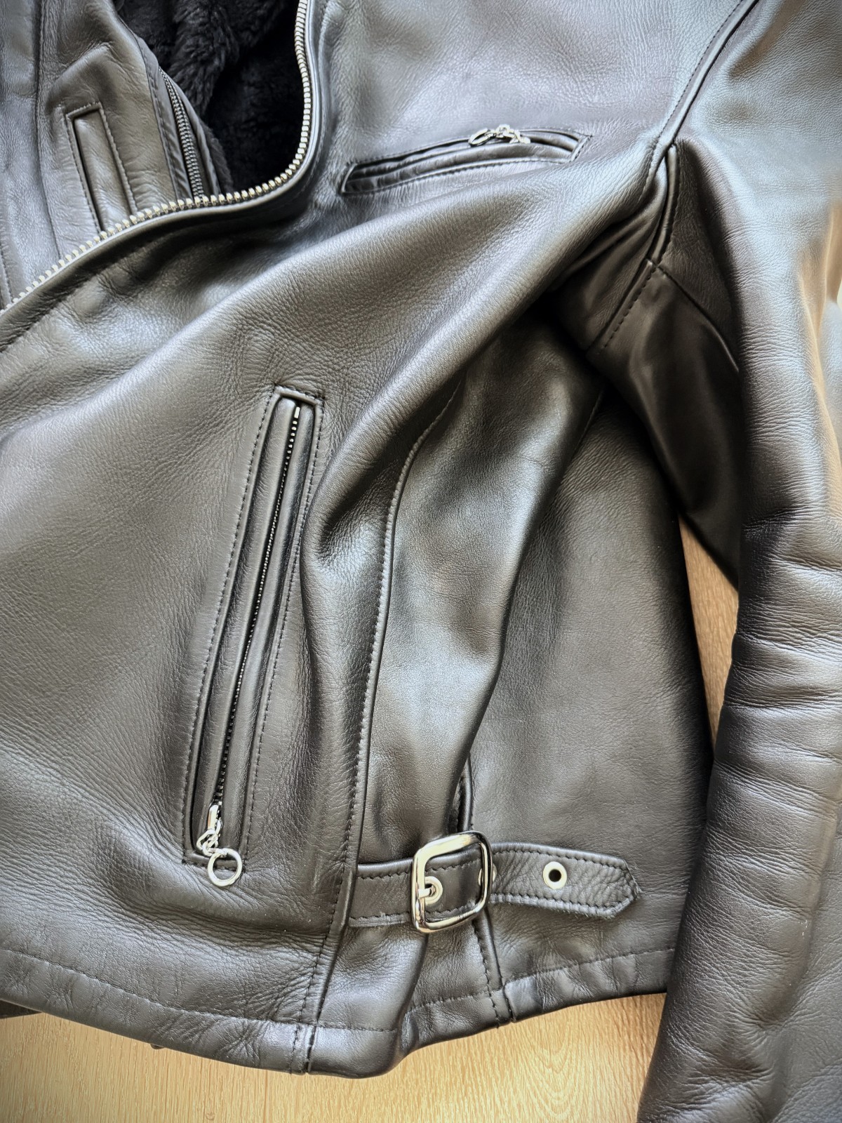 schott cafe racer leather jacket – in naked cowhide 141, sz 40 – removable liner