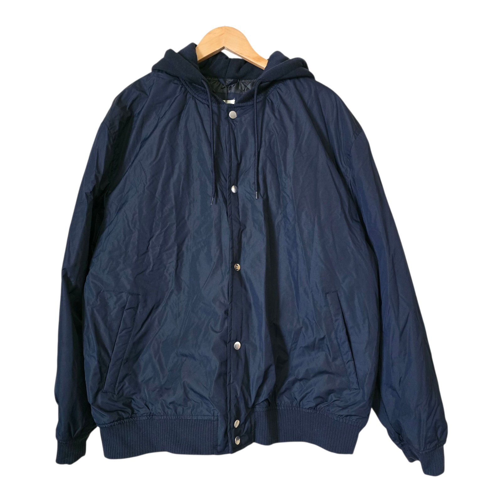 Zak Brand Men’s 2XL Navy Blue Hooded Bomber Jacket New W/ Defect Quilted Thick