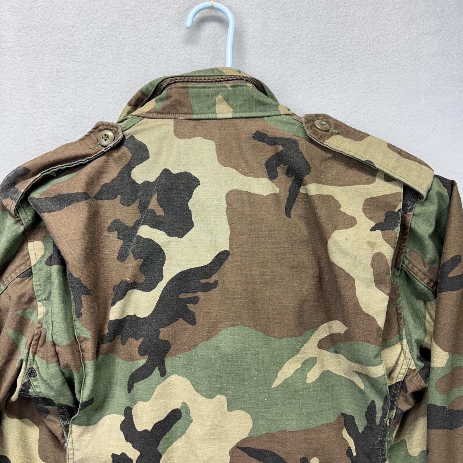 Vintage US Army Jacket Mens Small Short Woodland Camo M-65 Field Cold Weather