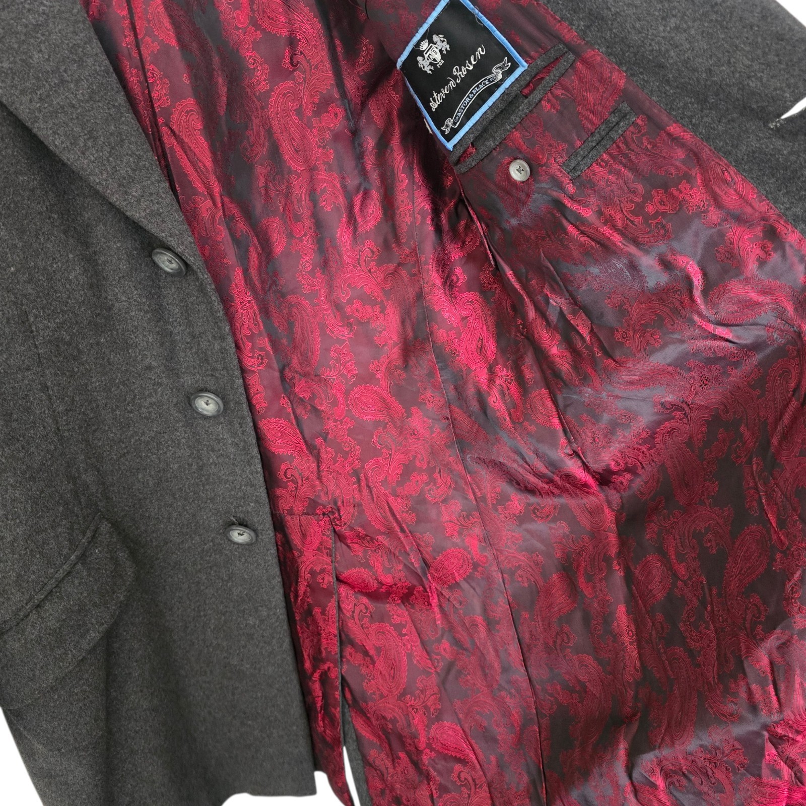 Bespoke Cashmere Flannel Overcoat 40S Working Cuff Hand Tailored Astor & Black