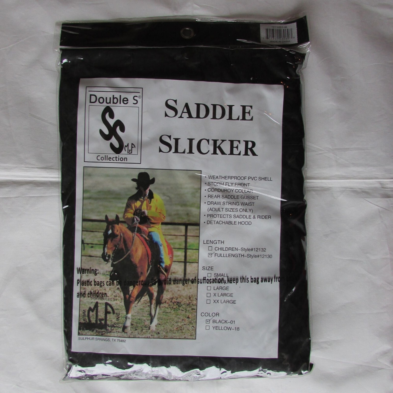 Double S M&F Western Saddle Slicker Rain Coat Poncho – Black