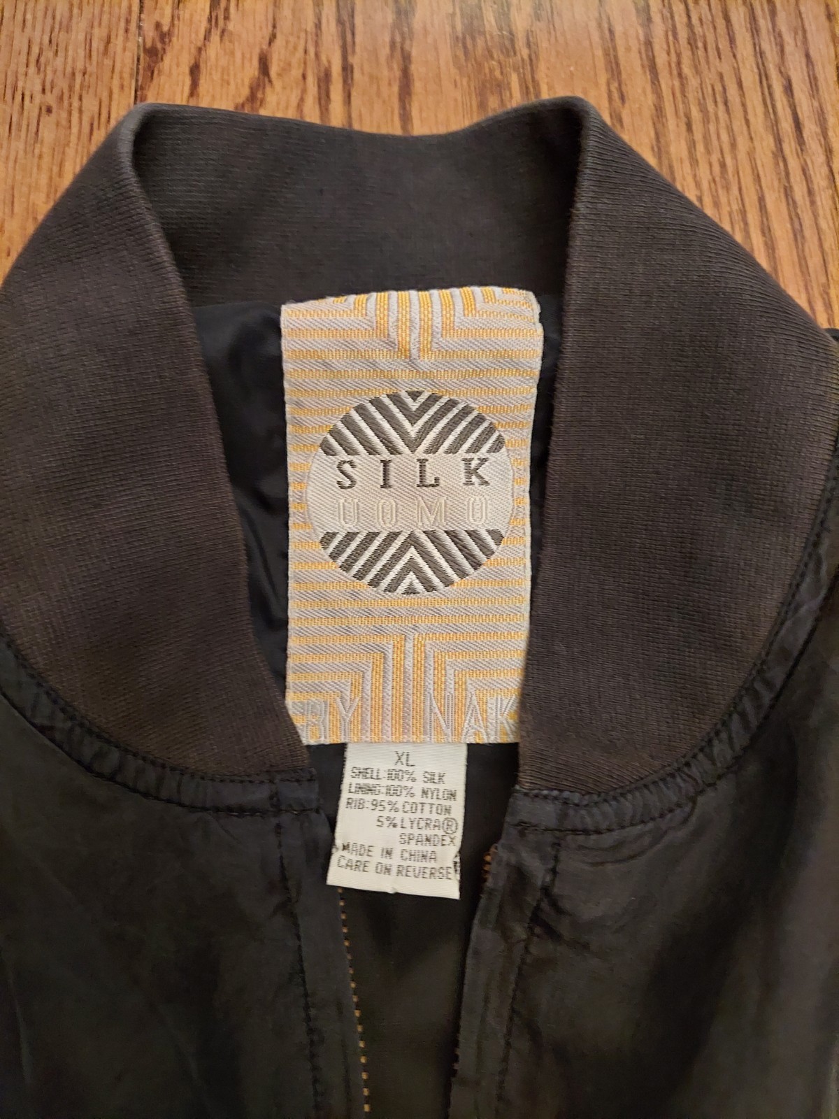 Vintage Silk Uomo Jacket Men Size Large Silk Lightweight Classic Full Zip