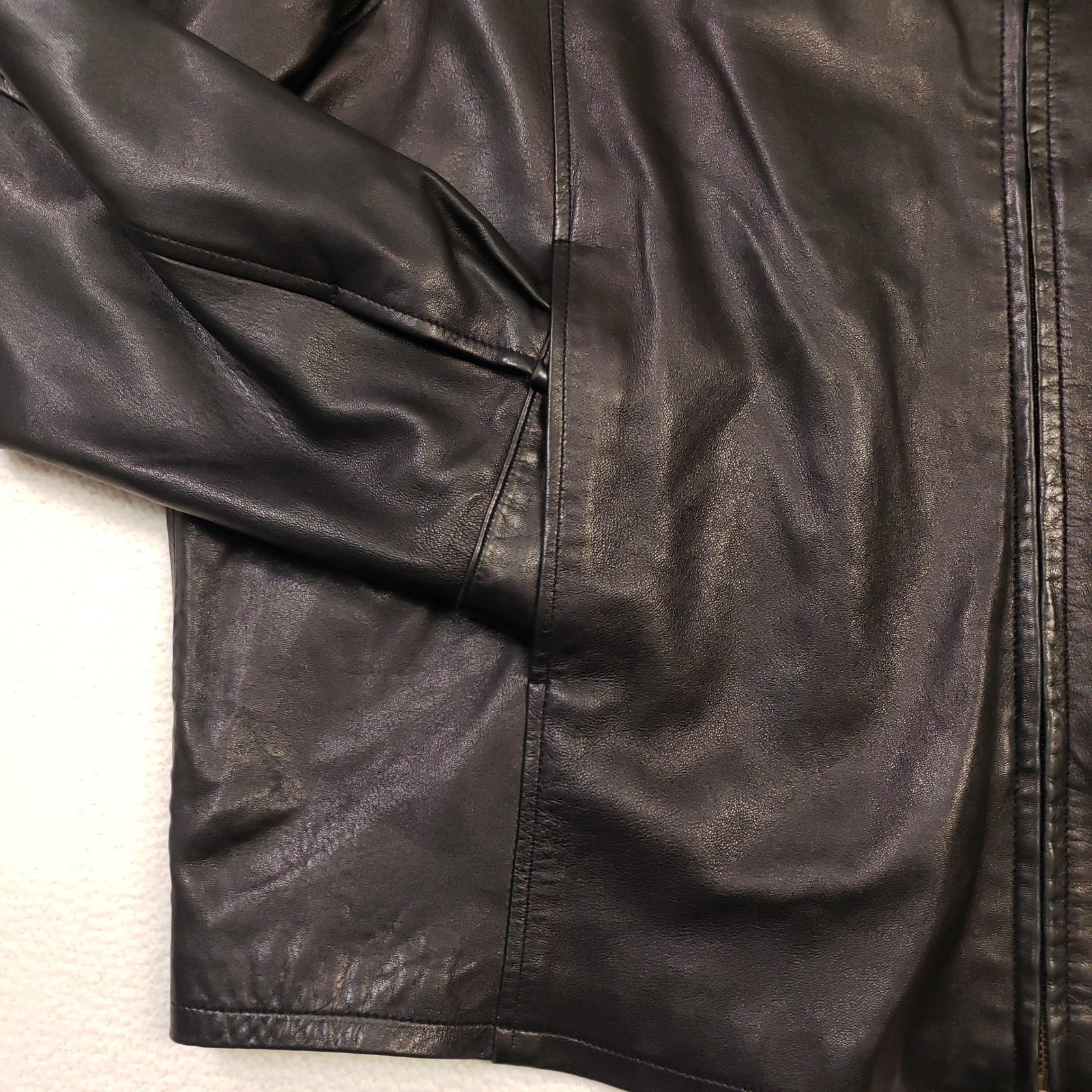 Pronto Uomo Leather Jacket Men XXL Black Full Zip Bemberg Lined Outerwear Bomber