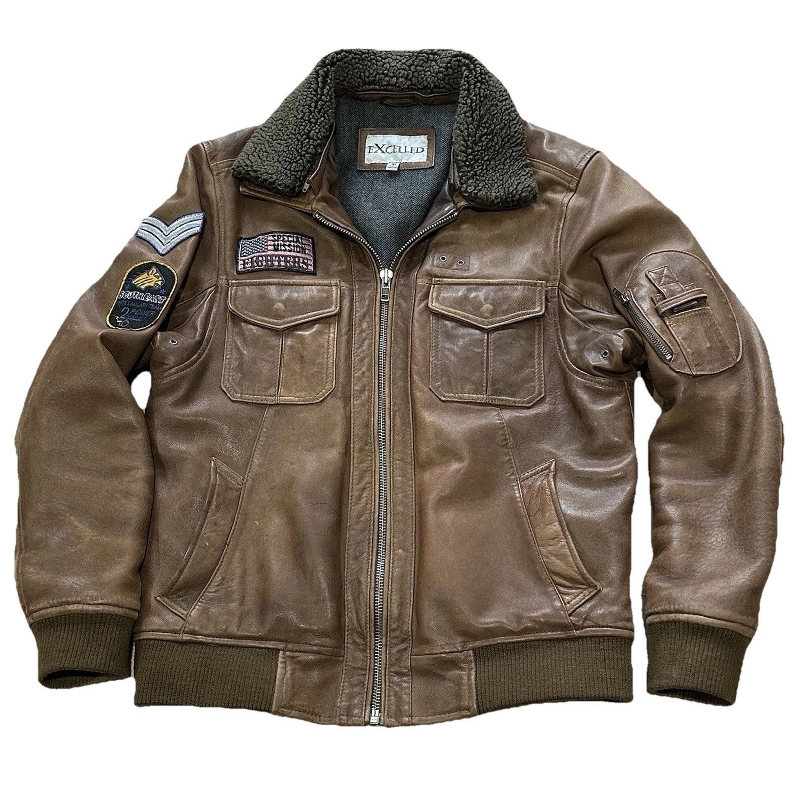 Vtg Aviator Bomber Leather Jacket Brown Men M Heritage WWII Vibe Outdoor Flight
