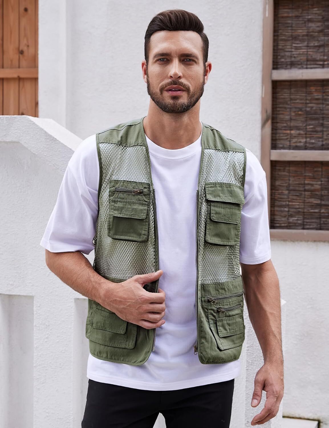Men’s Utility Vest Fishing Safari Vest Summer Travel Vest with Pockets