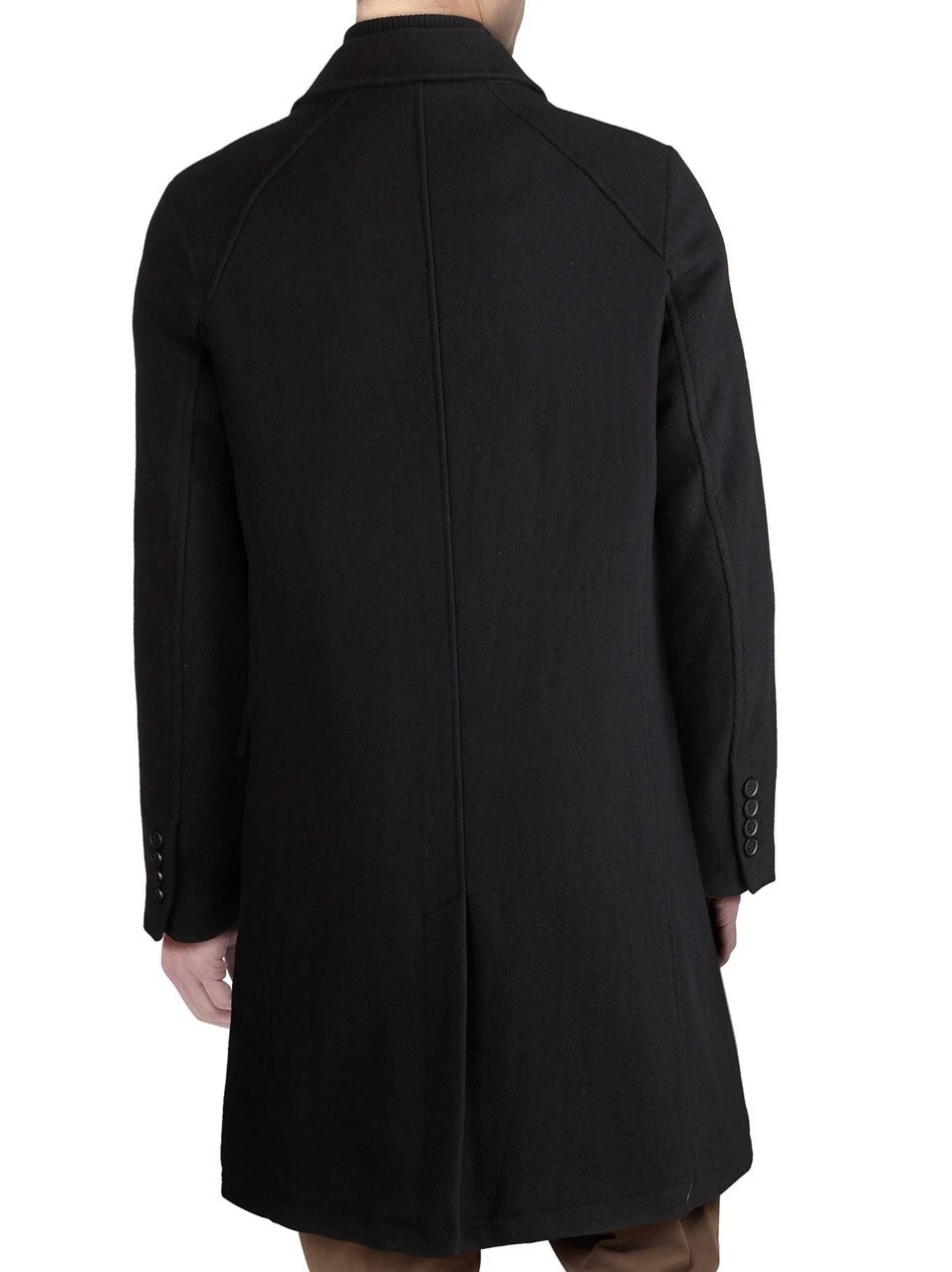 Cole Haan Signature Men’s Wool Twill Long Coat with knit Bib Charcoal Size Large
