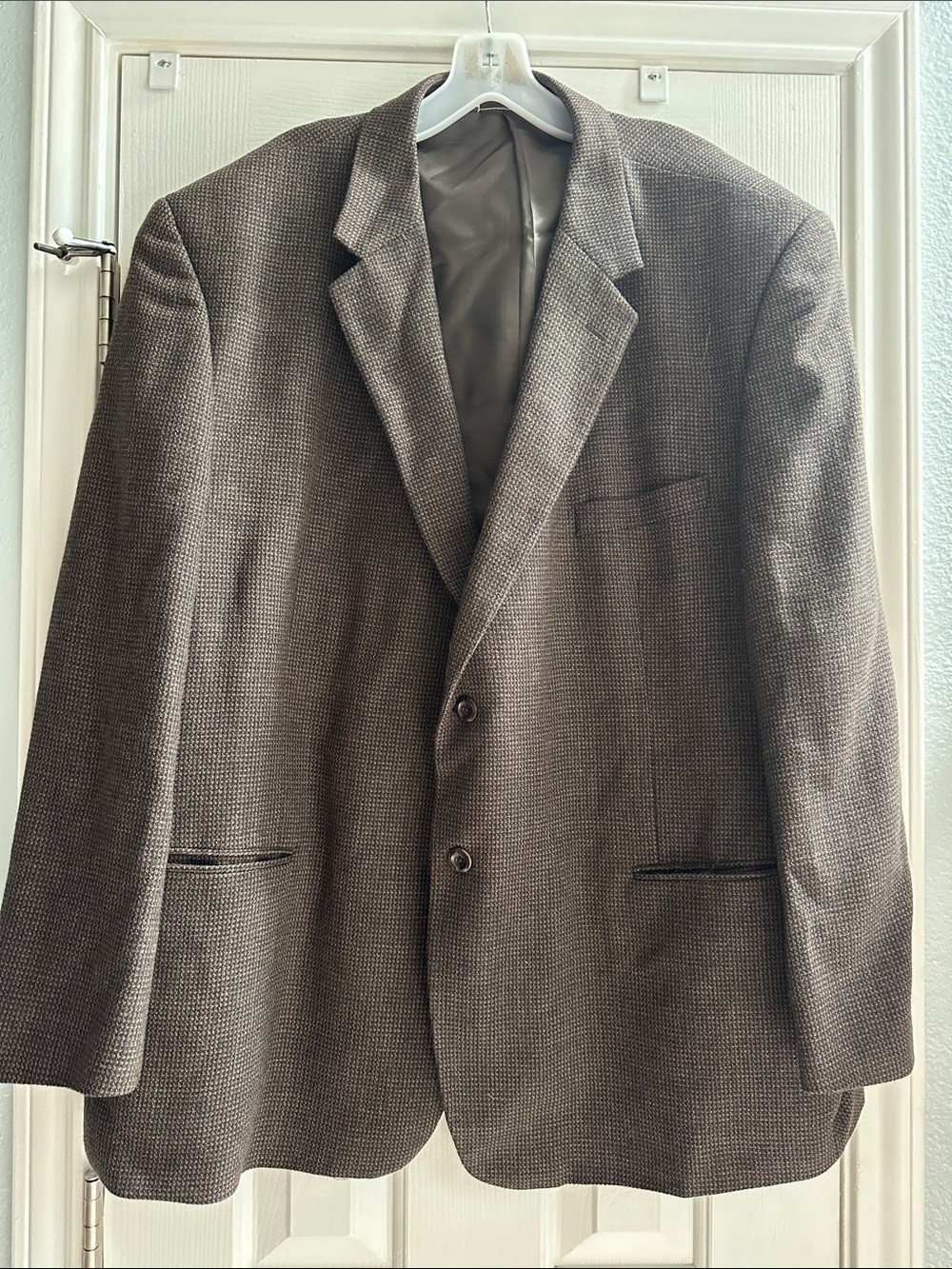 Pronto Uomo Brown Tweed Textured Two-Button Sport Coat Lambswool Mens 52R