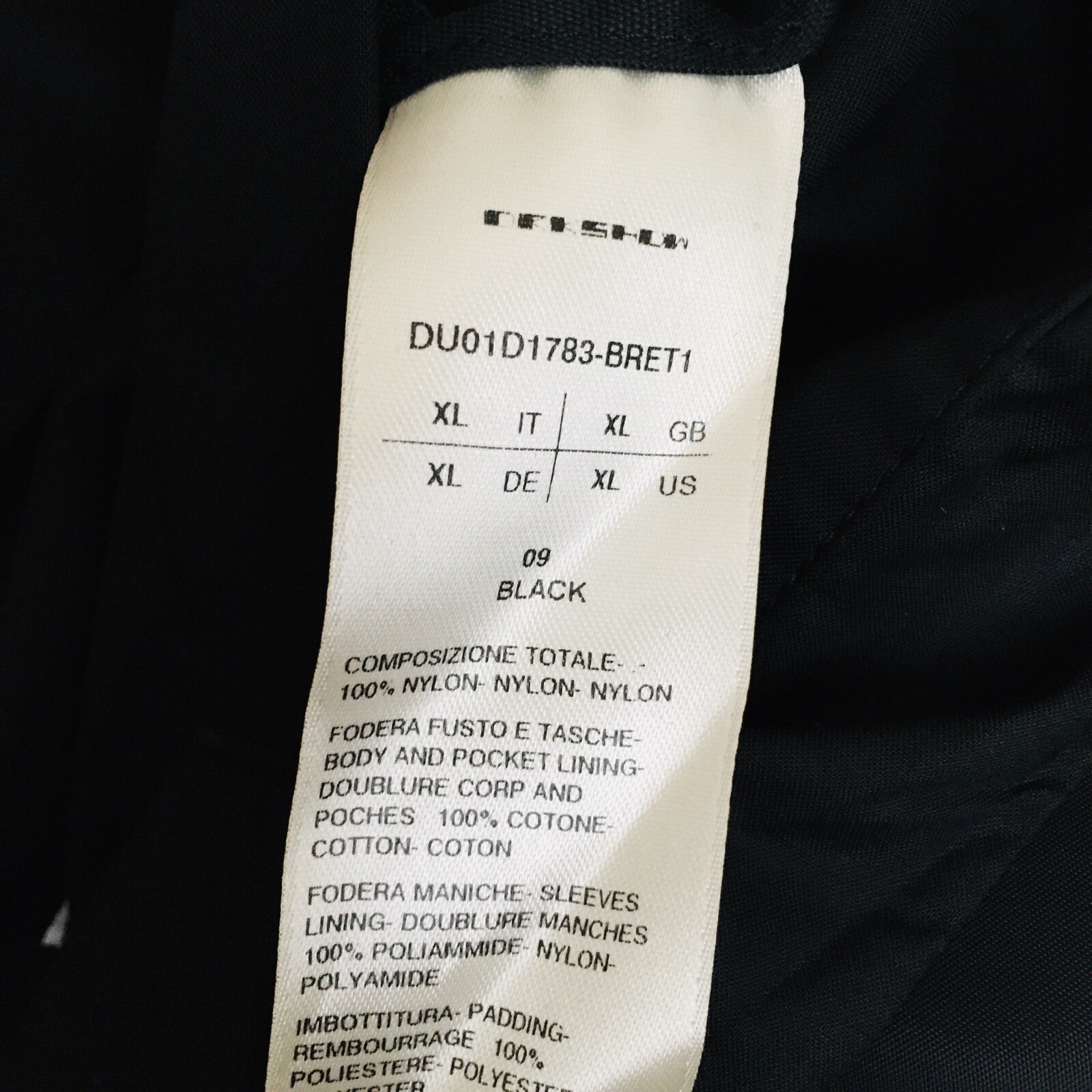Rick Owens DRKSHOW BRET 1 – Zipfront Men’s Jacket – Black Size XL – DU01D1783 –