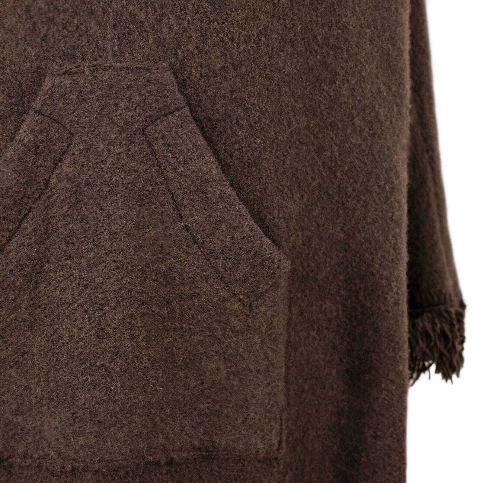 Surfers Poncho with hood and pocket llama wool ALL SEASONS UNISEX – BROWN