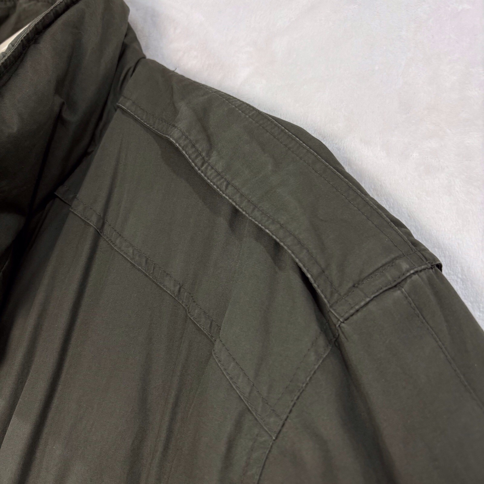 Vintage Duck Down Feathers Long Parka Men M EU 40 Belted 80s Army Green Military