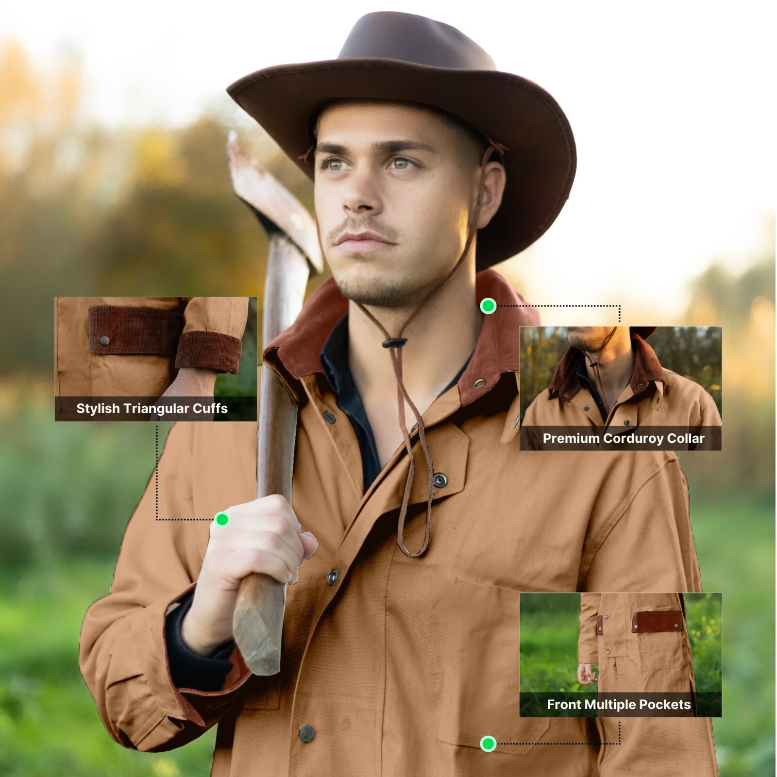 Resistance Western Cowboy Canvas Jacket Rangewear Canvas Duster Coat Free Shipp