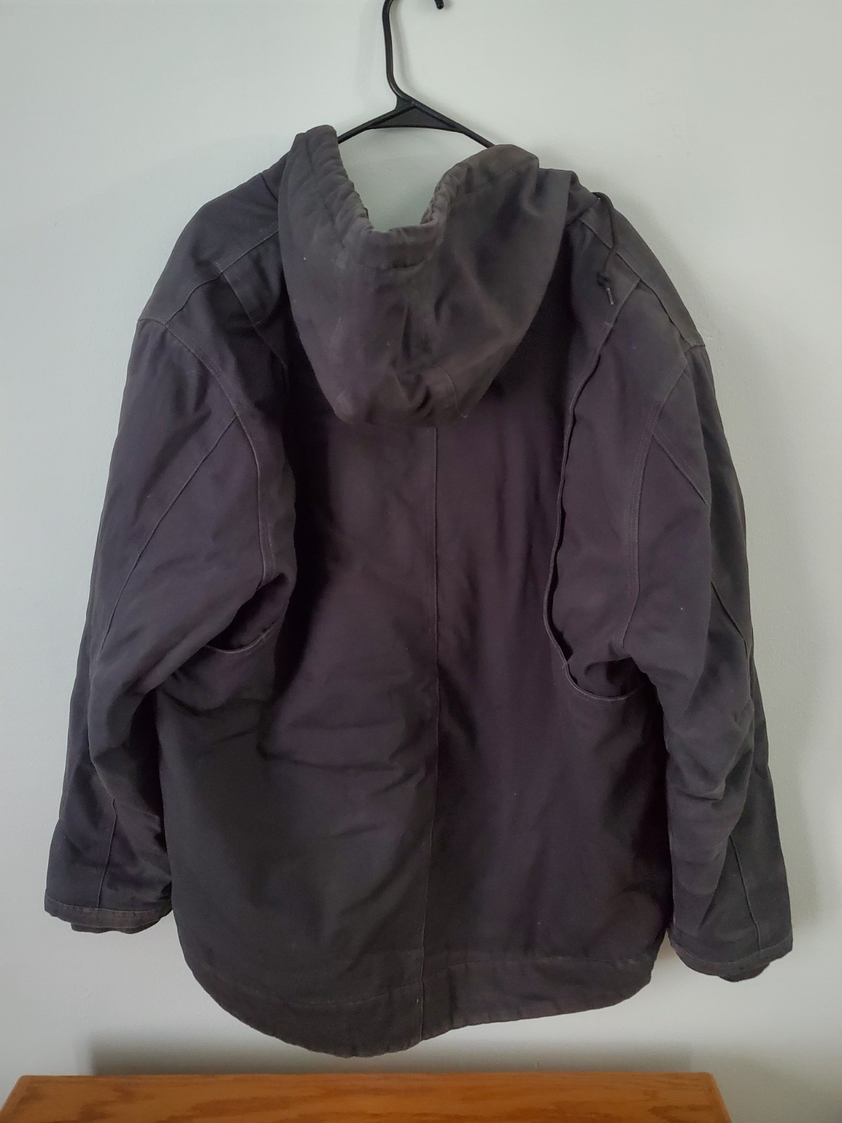 Wrangler Men’s Workwear Solid Black Hooded Work Jacket Size 2XL Sherpa Lined